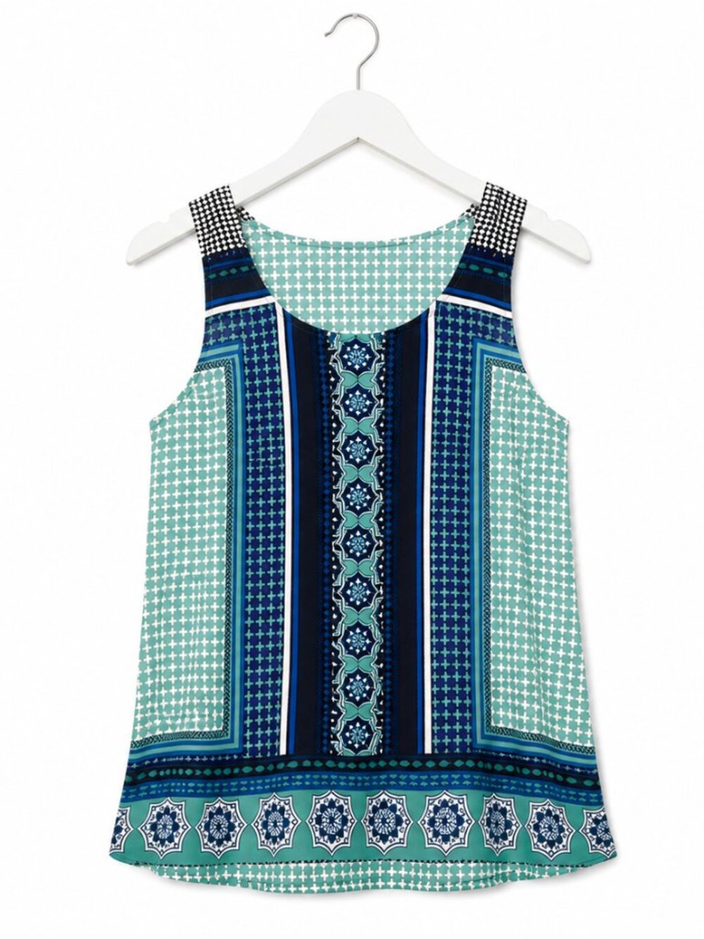 Banana Republic Blue & Teal Geometric Print Sleeveless Tank Top Size XS